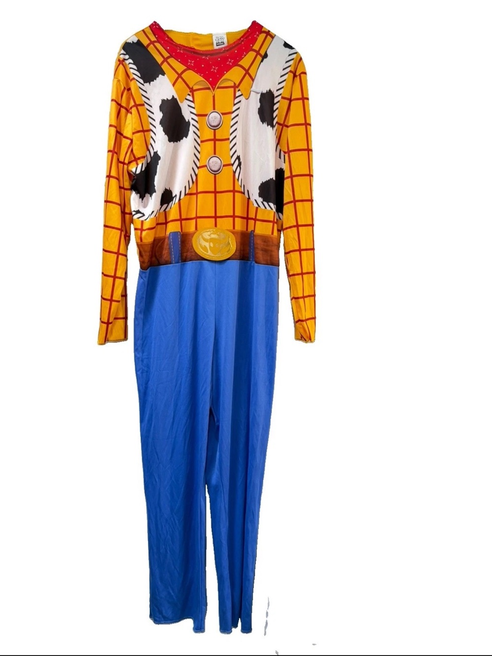 Disney Pixar Toy Story Woody Costume Adult Jumpsuit Cowboy Cosplay Men’s Sz XL
